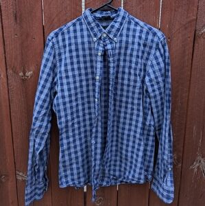 J. Crew Blue Checkered Casual Button Down Shirt - Medium - Slim Fit